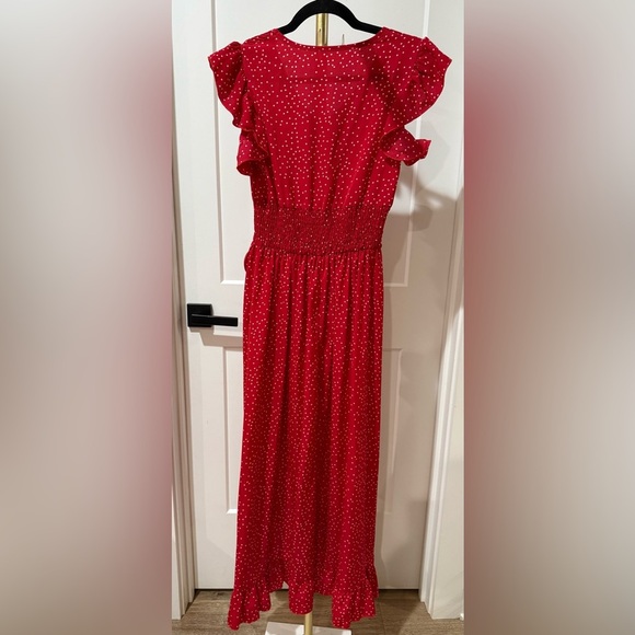 SHEIN Size XS Red Polka Dot Maxi Dress - Picture 3 of 12